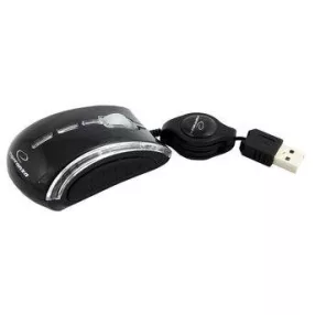   ESPERANZA CELANEO 3D VEZETÉKES OPTIKAI EGÉR USB BEHÚZHATÓ KÁBELLEL FEKETE