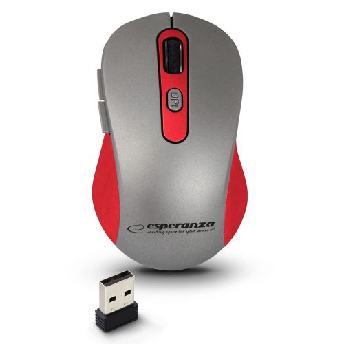 Esperanza vezeték nélküli 2.4GHz optikai egér 6D USB ADARA piros EM131R