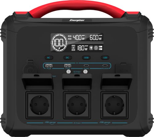 Energizer PPS1100W2F hordozható Powerstation 1102Wh, 3db szinuszos AC, 4db PD és QC USB type-C, szivargyújtó kimenet