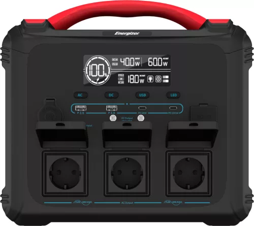 Energizer PPS1100W2F hordozható Powerstation 1102Wh, 3db szinuszos AC, 4db PD és QC USB type-C, szivargyújtó kimenet