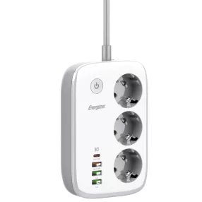   Energizer EPB2500W02EU Wi-Fi  vezérelhetőségű hálózati elosztó, 30W-os PD (USB) gyorstöltéssel és túlfeszültség védelemmel