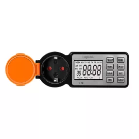   Logilink Kültéri időkapcsoló 2,2"-os LCD kijelzővel, CEE 7/3, időzítő, IP44, 3600 W, fekete/narancssárga (ET0016)