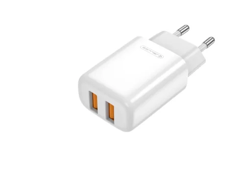  Jellico EU02 Hálózati töltő 2.4A 12W 2xUSB, Fehér