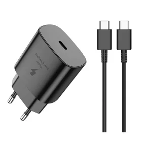  Jellico EU25 Hálózati gyorstöltő 25W USB-C, + USB-C-USB-C kábel, Fehér