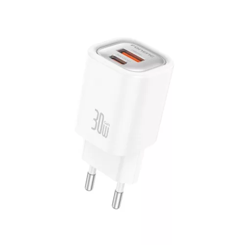 Foneng fali töltő EU71 PD 30W 1xUSB-C + 1xUSB QC3.0 + kábel USB-C - USB-C, fehér