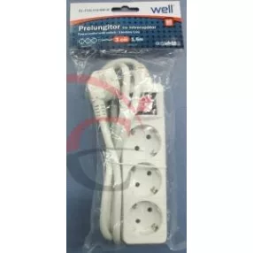   Well EXTS-3S1.5M-SW-WL HK3-1,5m Három férőhelyes földelt, kapcsolós elosztó