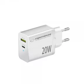   Esperanza gyorstöltő 20w usb-c pd 20w / usb-a qc 3.0 18w fehér