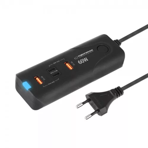 Esperanza gyorstöltő 60w 2x usb-c pd 30w / 2x usb-a qc 3.0 18w