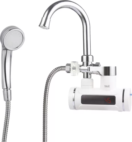 Well FCT-EL-RAINFALL-WL Elektromos átfolyós vízmelegítő csaptelep LCD kijelzővel, Falra szerelhető