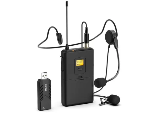Fifine K031B Vezeték nélküli fej- és csíptetős mikrofon szett [USB]