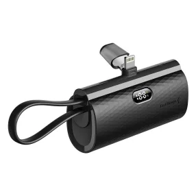   Forcell F-Energy Power Bank F5K3 PD 20W 5000 mAh beépített Lighting csatlakozóval ellátott, fekete
