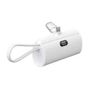   Forcell F-Energy Power Bank F5K3 PD 20W 5000 mAh beépített Lighting csatlakozóval ellátott, fehér