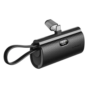   Forcell F-Energy Power Bank F5K3 PD 20W 5000 mAh beépített USB C csatlakozóval, fekete