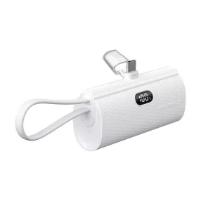   Forcell F-Energy Power Bank F5K3 PD 20W 5000 mAh beépített USB C csatlakozóval, fehér