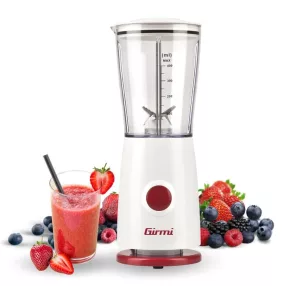   Girmi FR03 kompakt elektromos turmixgép, 170 W teljesítmény, 400 ml-es keverőpohár és rozsdamentes acél pengék, Fehér (FR0301)