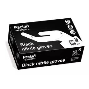   PACLAN EXPERT FEKETE NITRIL GUMIKESZTYŰ - S-ES MÉRET 100DB/DOBOZ (LATEX ÉS PÚDERMENTES.)
