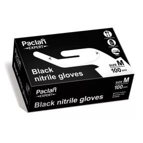   PACLAN EXPERT FEKETE NITRIL GUMIKESZTYŰ - M-ES MÉRET 100DB/DOBOZ (LATEX ÉS PÚDERMENTES.)