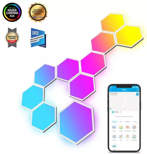 Govee Glide Hexa RGBIC hatszögletű fénypanelek Hang + Wifi + Bluetooth vezérlésel, GOVH6061