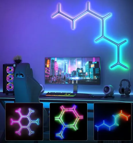 Govee Glide RGBIC Y alakú fénypanel - 7db fények Hang + Wifi + Bluetooth vezérlésel, GOVH6065