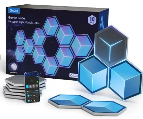 Govee Glide Hexagon Light Panels Ultra 7 Pack Hang + Wifi + Bluetooth vezérlésel, GOVH606A