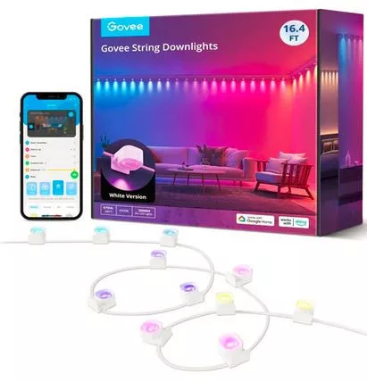 Govee RGBIC LED szalag 5 méter, 25 leddel, intelligens spotokkal, Govee String Downlights, Wi-Fi, Zene szinkronizálás,