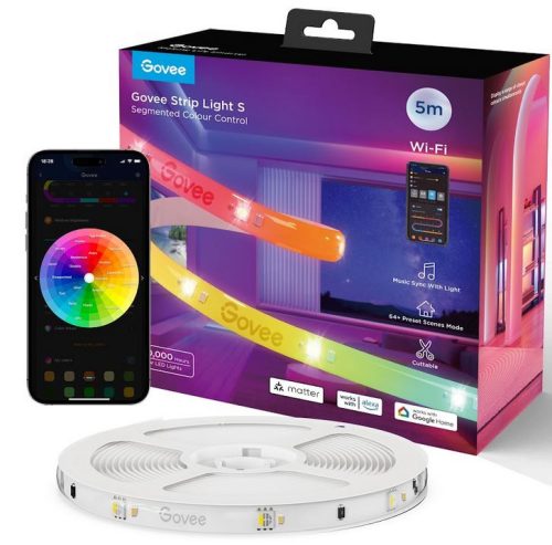 Govee RGBIC Wi-Fi + Bluetooth LED szalagfények védőbevonattal (5M) Hang + Wifi + Bluetooth vezérléssel, GOVH612A