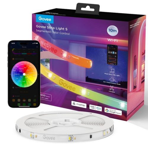Govee RGBIC Wi-Fi + Bluetooth LED szalagfények védőbevonattal (10M) Hang + Wifi + Bluetooth vezérléssel, GOVH612C