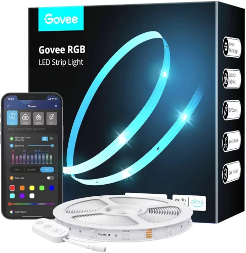 Govee RGB LED szalagfény - 5M Hang + Wifi + Bluetooth kapcsolat, GOVH615A