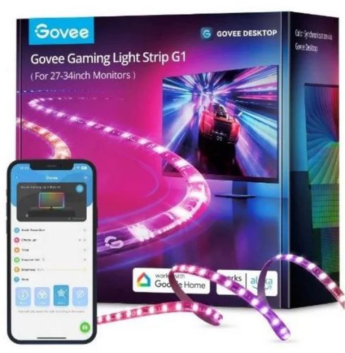 Govee Gaming LED Szalag G1 16,8 millió szín  ( 27-34 képernyőkhöz) Hang + Wifi + Bluetooth vezérléssel, GOVH6609