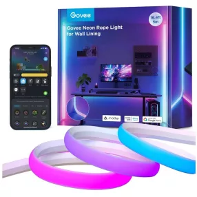   Govee falra szerelhető szalagfény  (5 m) lágy szilikonos gumi bevonattal Fehér Hang + Wifi + Bluetooth vezérléssel, GOVH6641