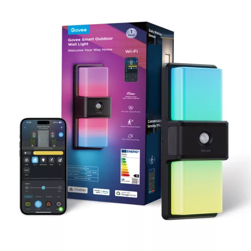Govee Wi-Fi Smart kültéri LED fali lámpa Bluetooth és WiFi csatlakozással mozgásérzékelővel