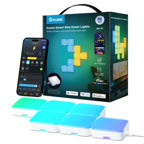 Govee Smart Mini panellámpák (10 db) Hang + Wifi + Bluetooth vezérlésel, GOVH8069