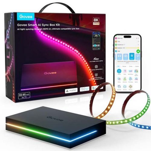 Govee AI szinkronizáló doboz 2  55-65 hüvelykes képernyőkhöz Max 8K 240HZ Matter APP + Wifi + Bluetooth vezérléssel, GOVH8604