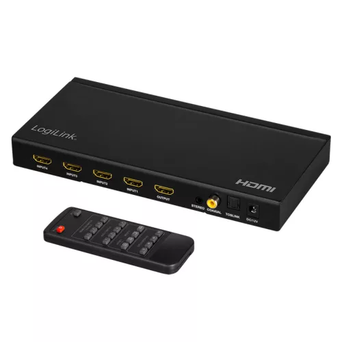 Logilink HDMI kapcsoló, 4x1 port, multiviewer, 1080p/60 Hz, skálázó, RC (HD0052)