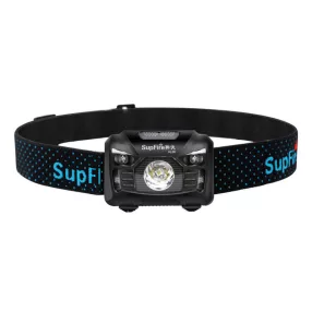   SuperFire HL06 LED akkumulátoros fejlámpa, 500 lm, USB, fekete