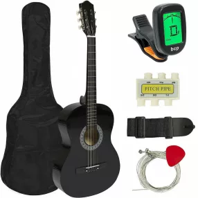   Timeless Hobby Akusztikus gitár szett kezdőknek, ajándék hangolóval, 2 színben-fekete (HOP1000982-1)