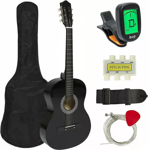 Timeless Hobby Akusztikus gitár szett kezdőknek, ajándék hangolóval, 2 színben-fekete (HOP1000982-1)