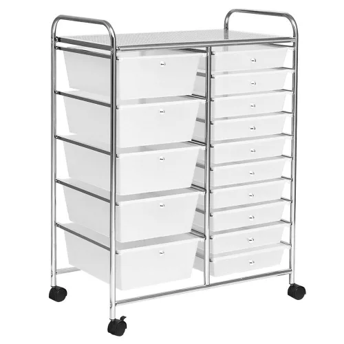 Timeless Home Gurulós tárolókocsi 15 fiókos, több színben-fehér (HOP1001497-2)