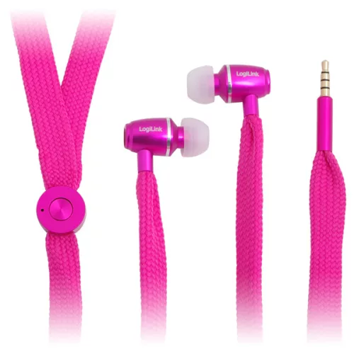 LogiLink Zsinóros fülhallgató mikrofonnal, pink (HS0026)