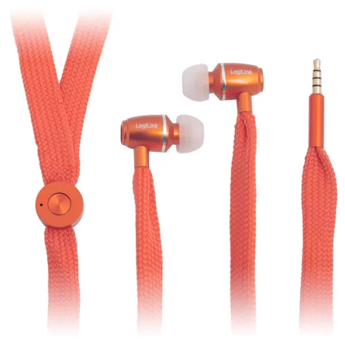 LogiLink Zsinóros fülhallgató mikrofonnal, narancs (HS0027)