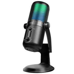   Logilink Mikrofon, kardioid/omnidirekcionális, NRC, 192 kHz@24 bit, RGB világítás, streaming, podcast, stúdió