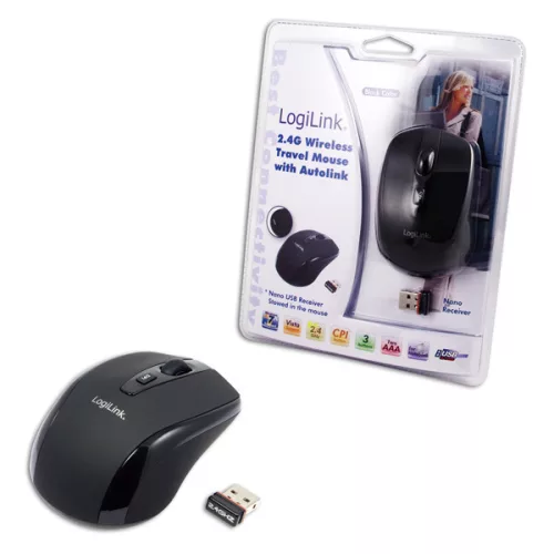Logilink 2.4G Vezeték nélküli egér Autolink funkcióval, fekete (ID0031)