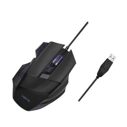 Logilink Ergonomikus USB gamer egér, 2400 dpi, fekete