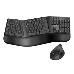   Logilink Ergonomikus vezeték nélküli billentyűzetes egérkészlet osztott billentyűzettel, fekete (ID0211)