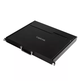   Logilink LCD-KVM-konzol 8 portos KVM kapcsoló, VGA, USB-A, PS/2, alacsony beépítési mélység, QWERTZ (LC0005GE)