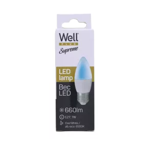   Well LEDLC-C377E27-07-WL E27 LED gyertya 7W 660lm 6500K  - 50W izzó helyett