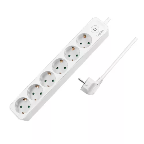 Logilink Aljzat 6-os + kapcsoló, 6x CEE 7/3, 1,5 m, fehér (LPS247)
