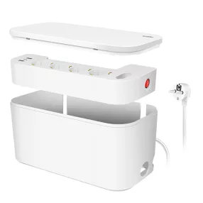   Logilink Kábeldoboz 5 utas aljzatcsíkkal, 3x USB, 285 x 145 x 13 mm, fehér (LPS281U)