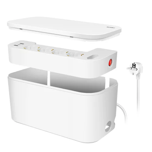 Logilink Kábeldoboz 5 utas aljzatcsíkkal, 3x USB, 285 x 145 x 13 mm, fehér (LPS281U)