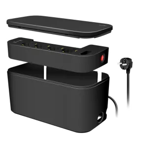   Logilink Kábeldoboz 5 utas csatlakozóaljzattal, 3x USB, 285 x 145 x 13 mm, fekete (LPS282U)